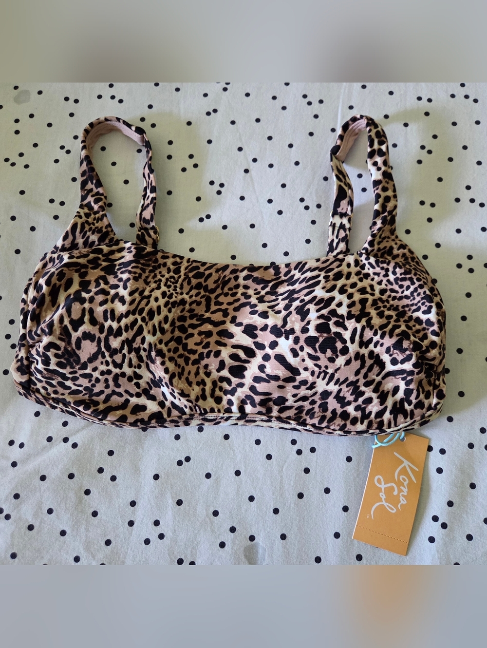 Women’s Kona Sol Leopard Print Adjustable Strap Bikini Top Size S
